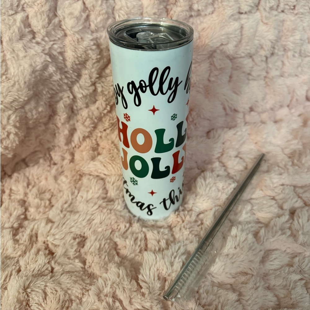 Festive Holiday 20oz Tumbler with Straw